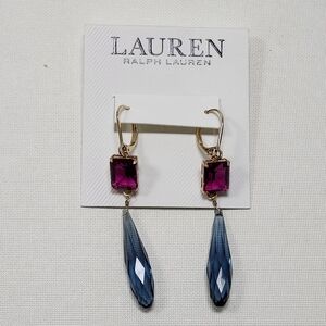 NWT Ralph Lauren Gold-Tone Color Stone Double Drop Earrings